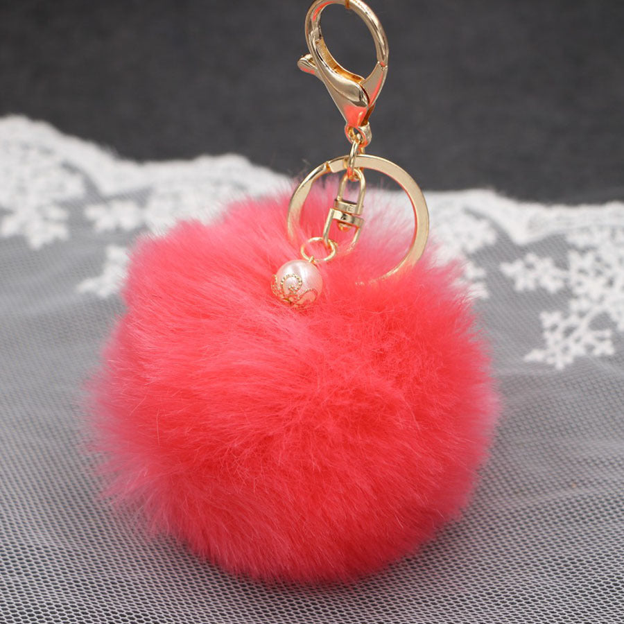 Wholesale Pearl 8cm Fur Ball Keychain